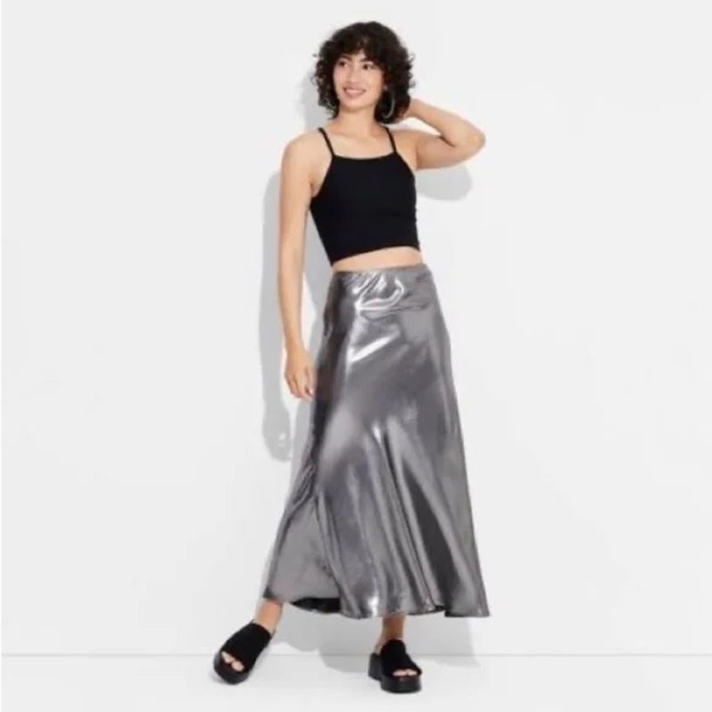 Wild Fable Elegant Silver Women's Skirt